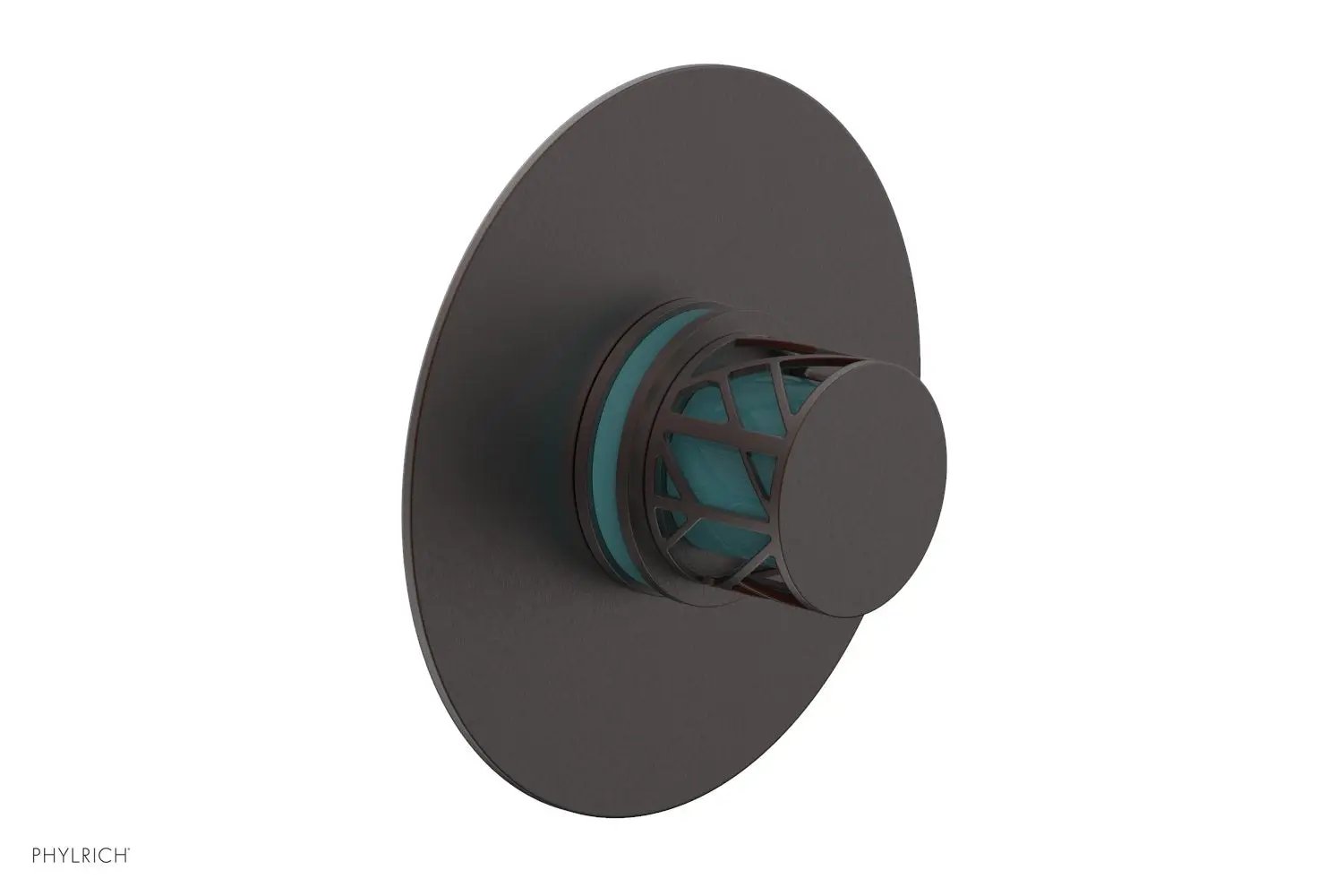 Phylrich JOLIE Pressure Balance Shower Plate & Handle Trim, Round Handle with "Turquoise" Accents by Phylrich