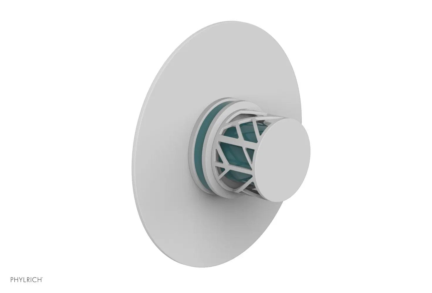 Phylrich JOLIE Pressure Balance Shower Plate & Handle Trim, Round Handle with "Turquoise" Accents by Phylrich