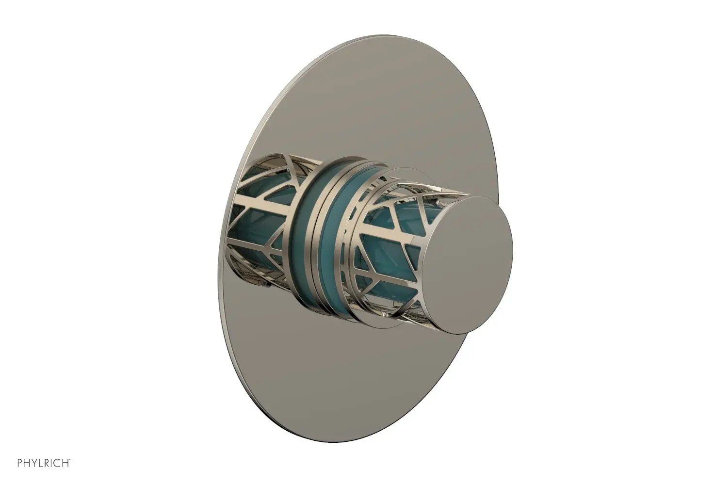 Phylrich JOLIE Thermostatic Shower Trim, Round Handle with "Turquoise" Accents by Phylrich
