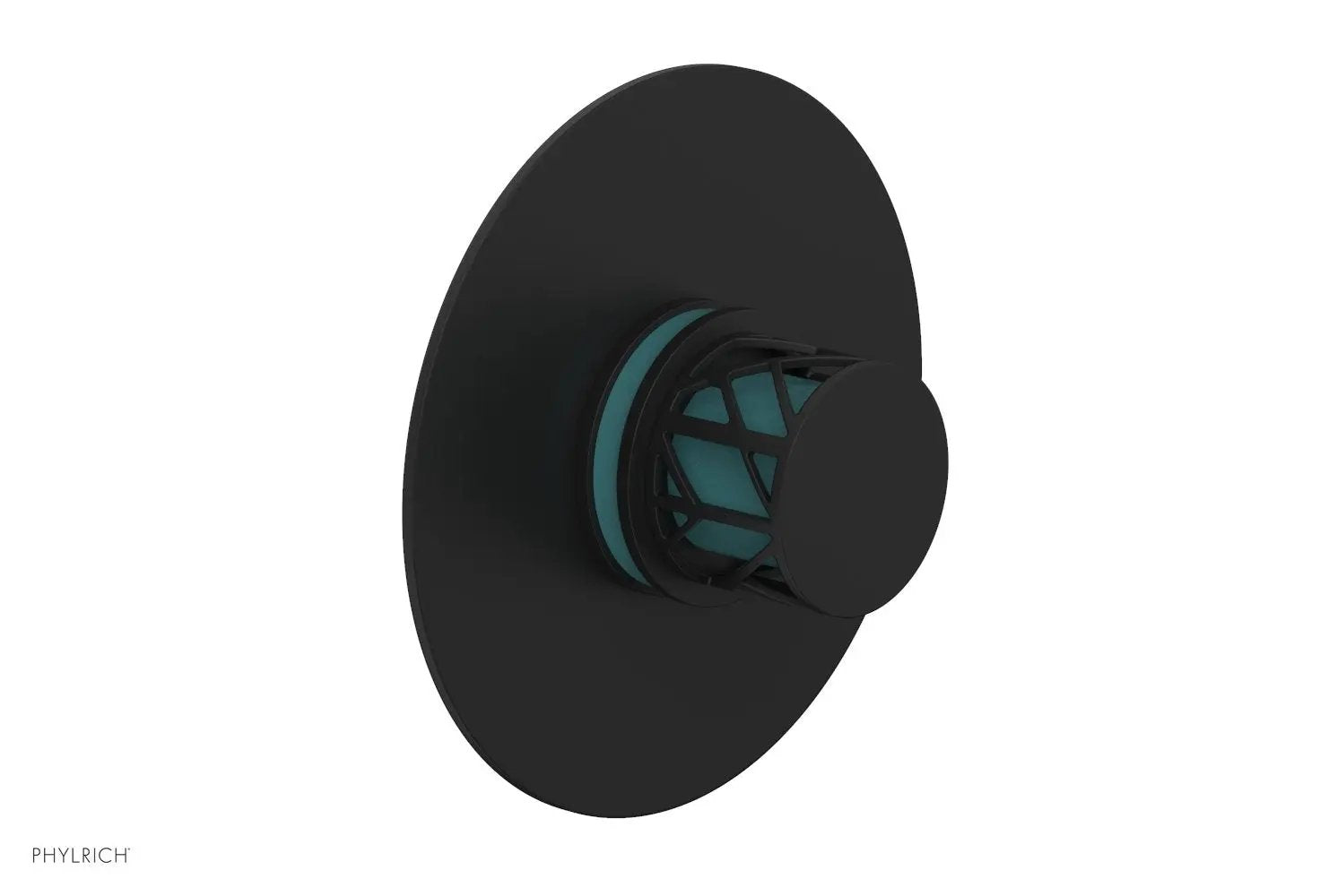 Phylrich JOLIE Thermostatic Shower Trim, Round Handle with "Turquoise" Accents by Phylrich
