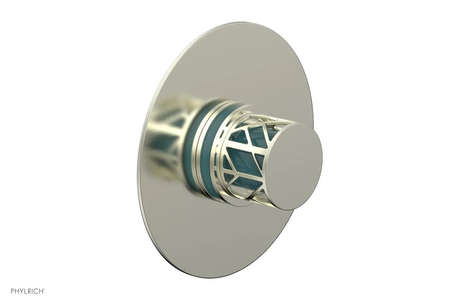 Phylrich JOLIE Thermostatic Shower Trim, Round Handle with "Turquoise" Accents by Phylrich