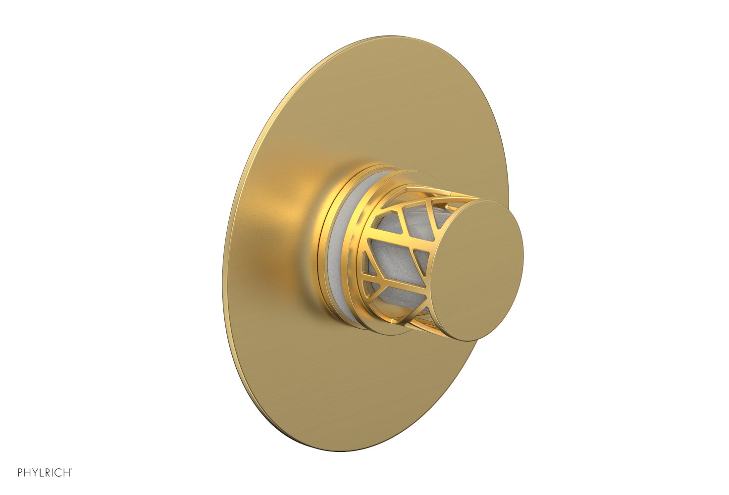 Phylrich JOLIE Thermostatic Shower Trim, Round Handle with "White" Accents