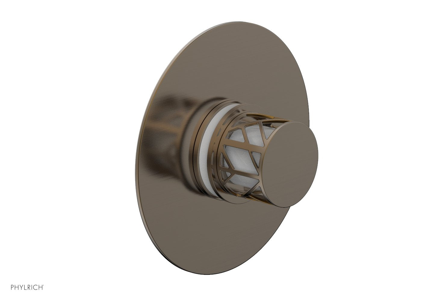 Phylrich JOLIE Thermostatic Shower Trim, Round Handle with "White" Accents