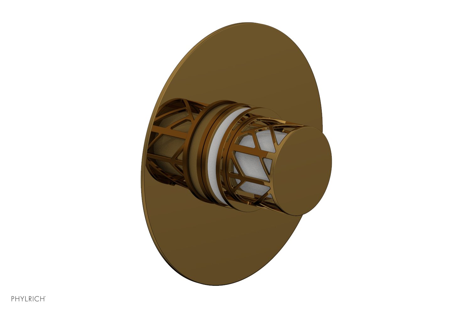 Phylrich JOLIE Thermostatic Shower Trim, Round Handle with "White" Accents