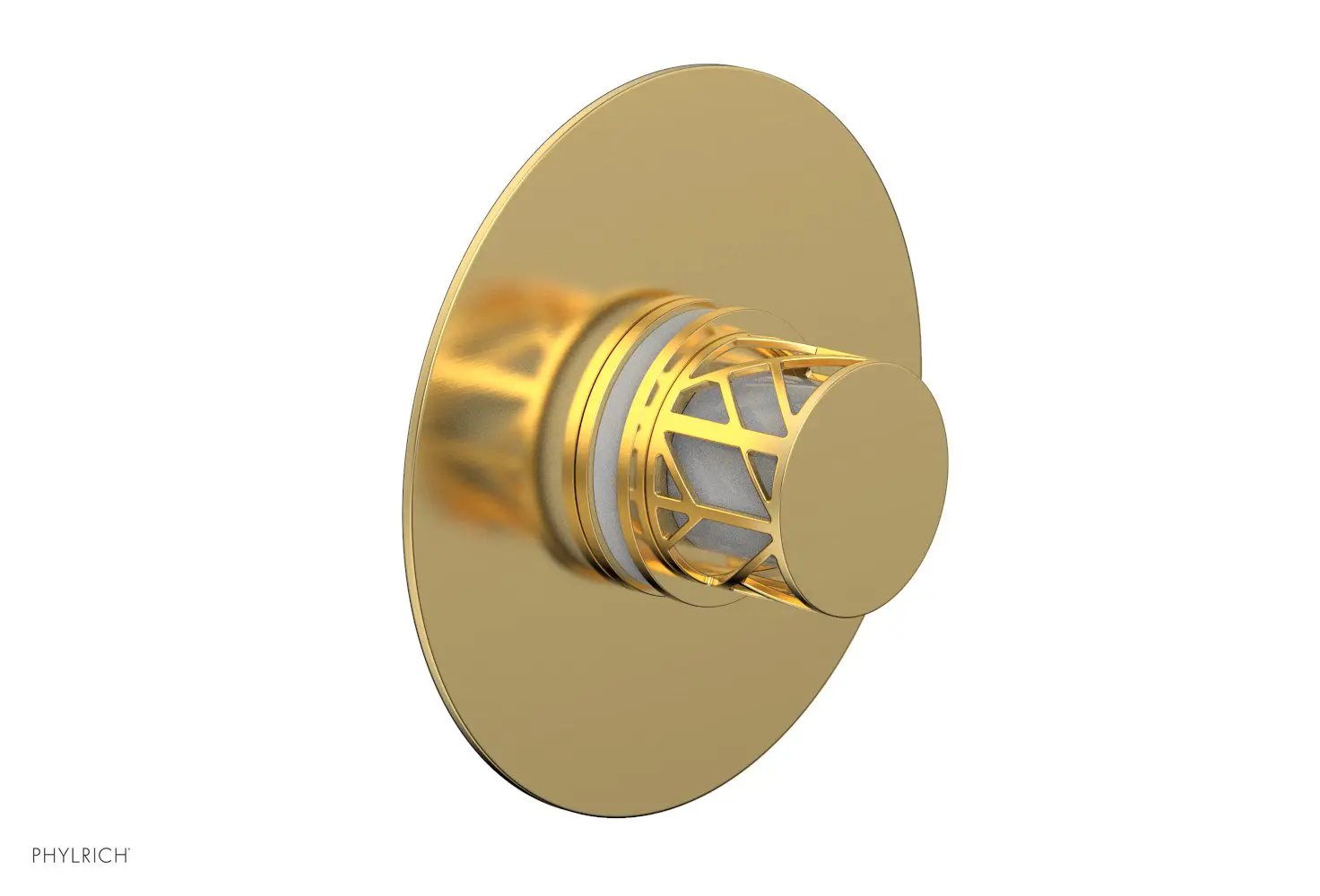 Phylrich JOLIE Thermostatic Shower Trim, Round Handle with "White" Accents by Phylrich