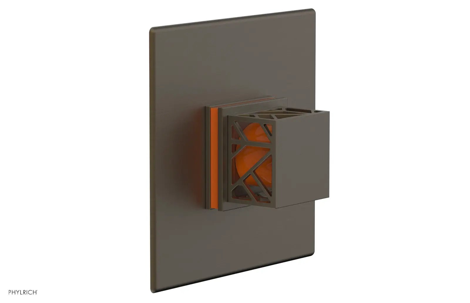 Phylrich JOLIE Pressure Balance Shower Plate & Handle Trim, Square Handle with "Orange" Accents by Phylrich