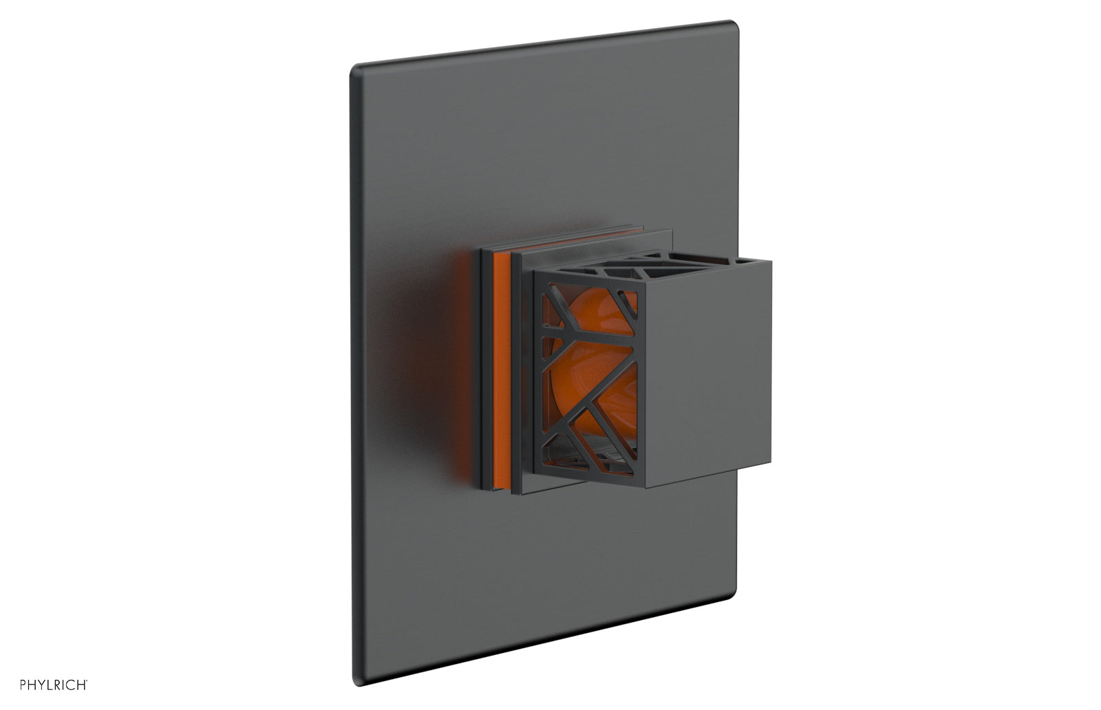Phylrich JOLIE Thermostatic Shower Trim, Square Handle with "Orange" Accents