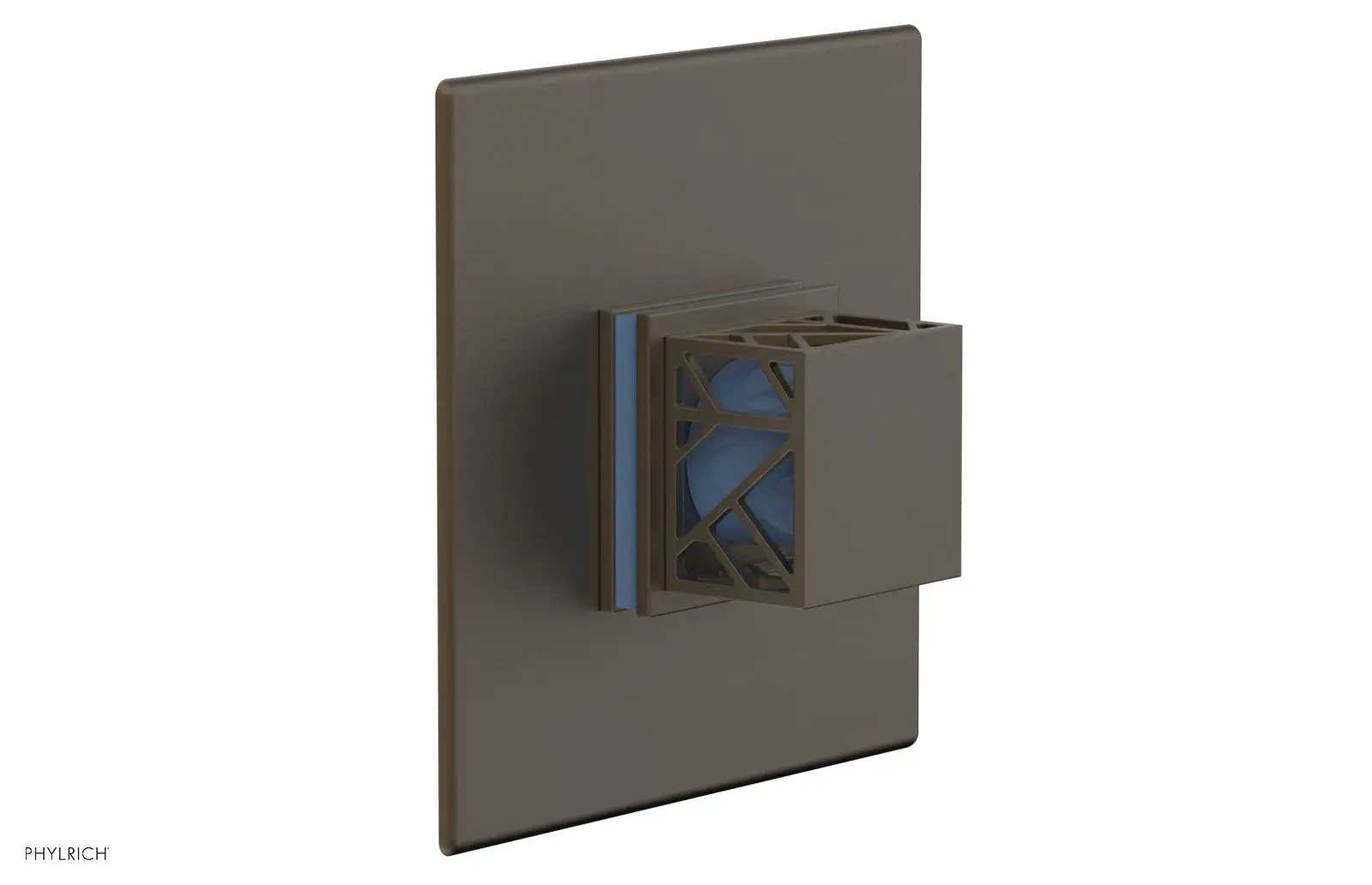 Phylrich JOLIE Thermostatic Shower Trim, Square Handle with "Light Blue" Accents by Phylrich
