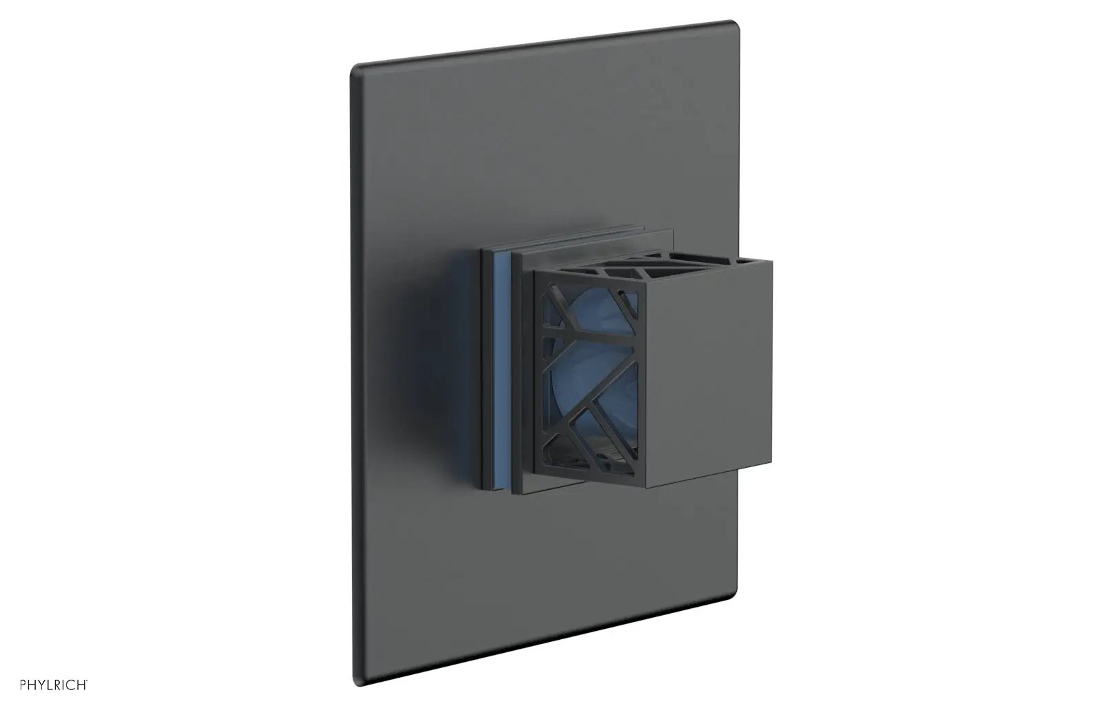 Phylrich JOLIE Pressure Balance Shower Plate & Handle Trim, Square Handle with "Light Blue" Accents by Phylrich