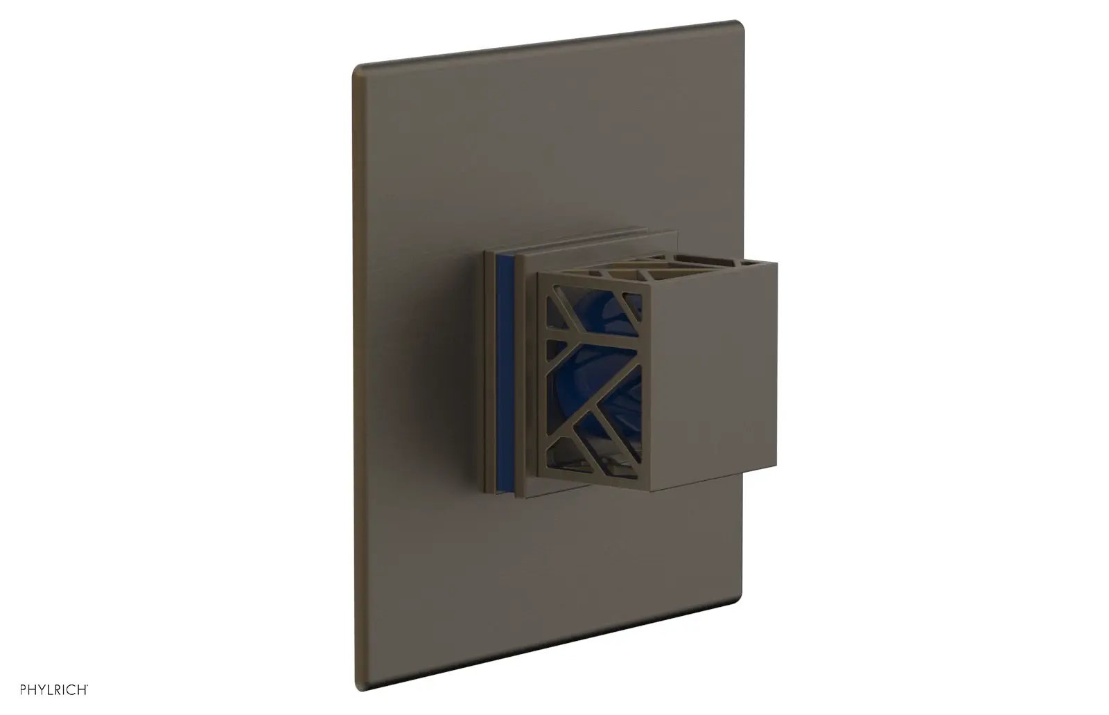 Phylrich JOLIE Thermostatic Shower Trim, Square Handle with "Navy Blue" Accents by Phylrich