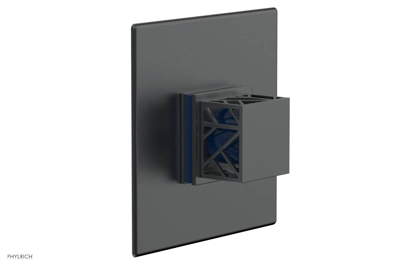 Phylrich JOLIE Thermostatic Shower Trim, Square Handle with "Navy Blue" Accents by Phylrich