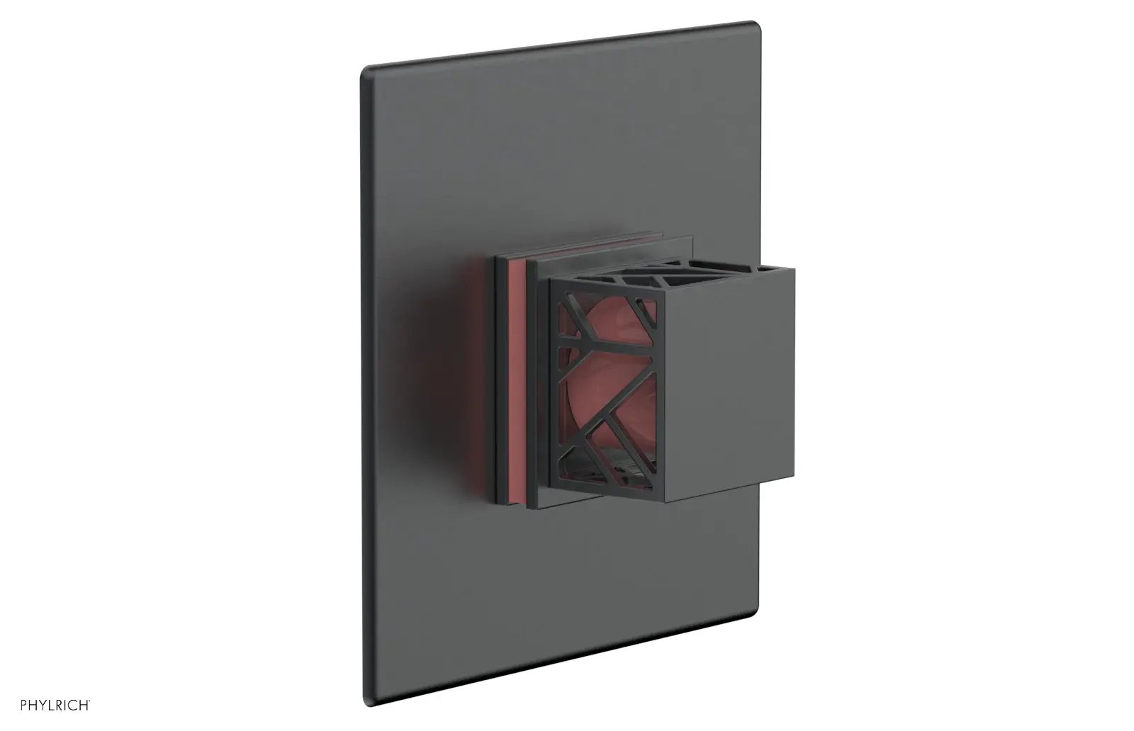 Phylrich JOLIE Pressure Balance Shower Plate & Handle Trim, Square Handle with "Pink" Accents by Phylrich