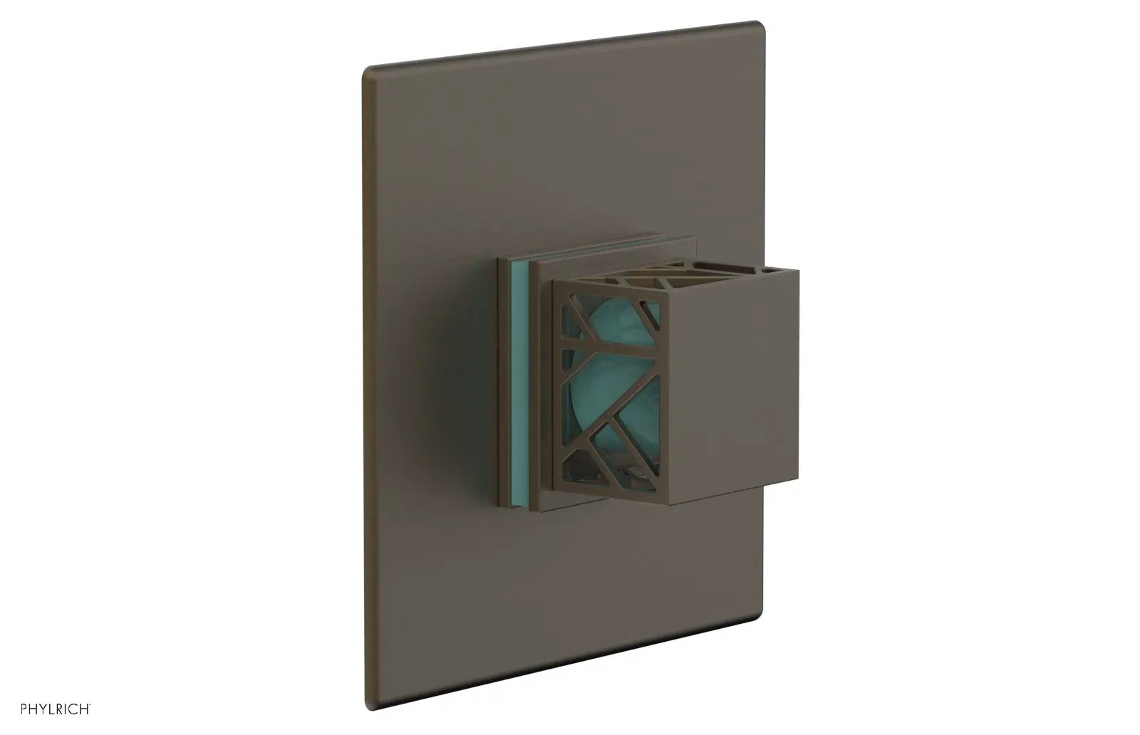 Phylrich JOLIE Thermostatic Shower Trim, Square Handle with "Turquoise" Accents by Phylrich