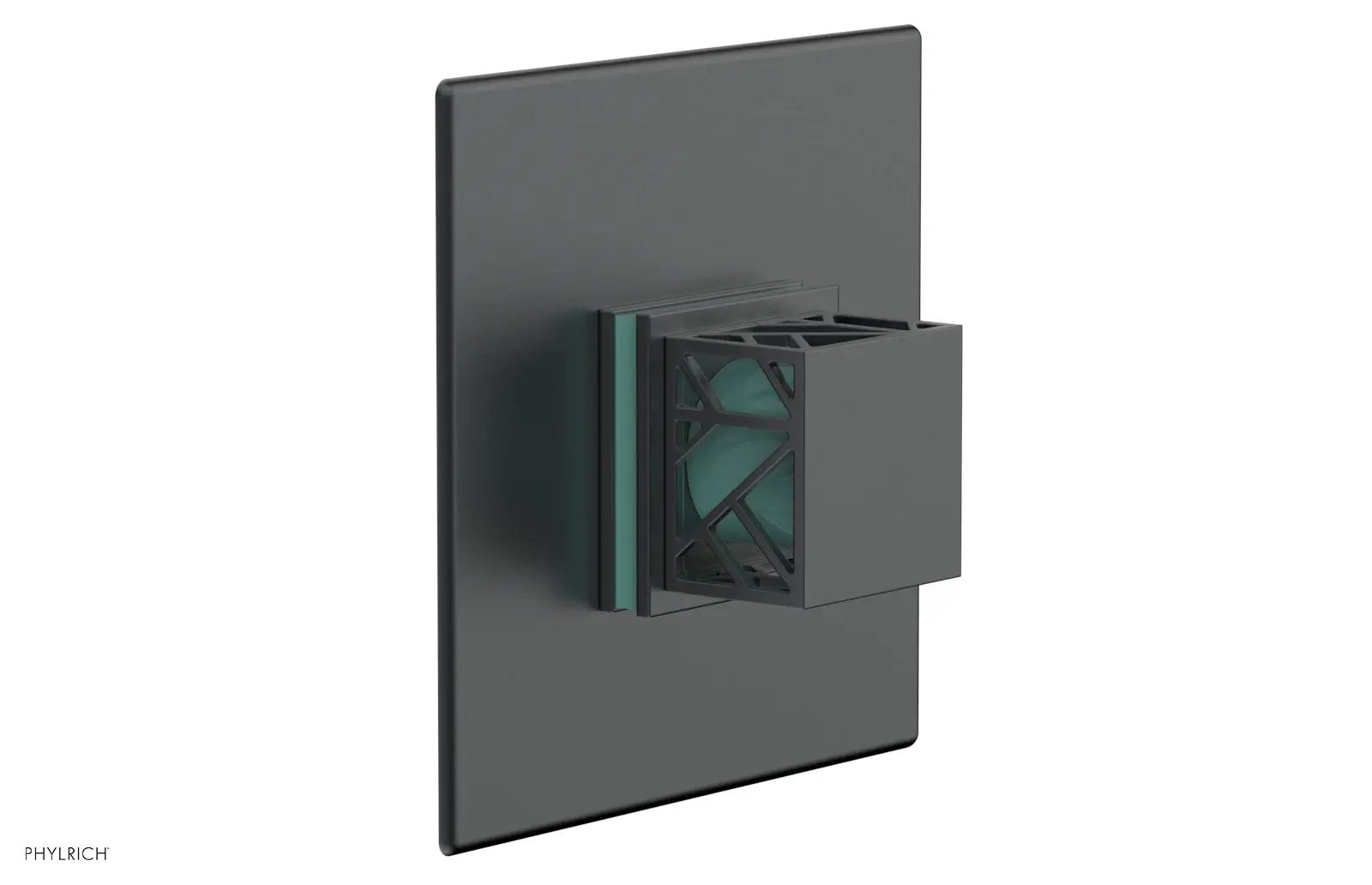 Phylrich JOLIE Pressure Balance Shower Plate & Handle Trim, Square Handle with "Turquoise" Accents by Phylrich