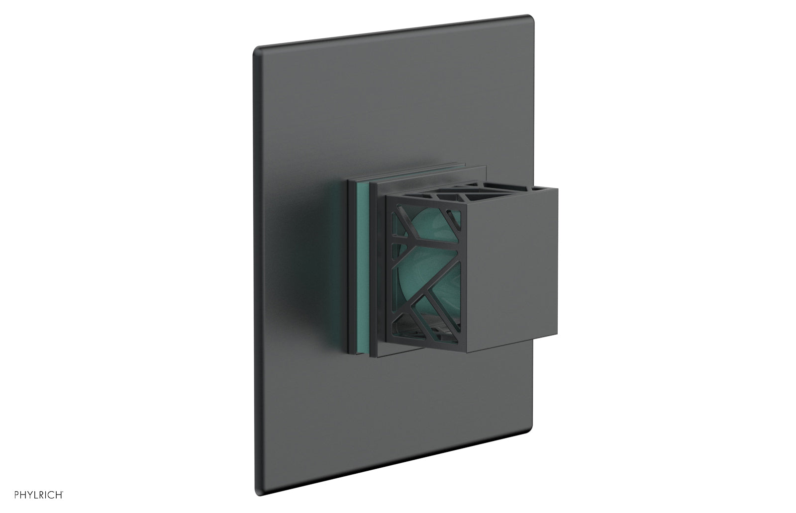 Phylrich JOLIE Thermostatic Shower Trim, Square Handle with "Turquoise" Accents
