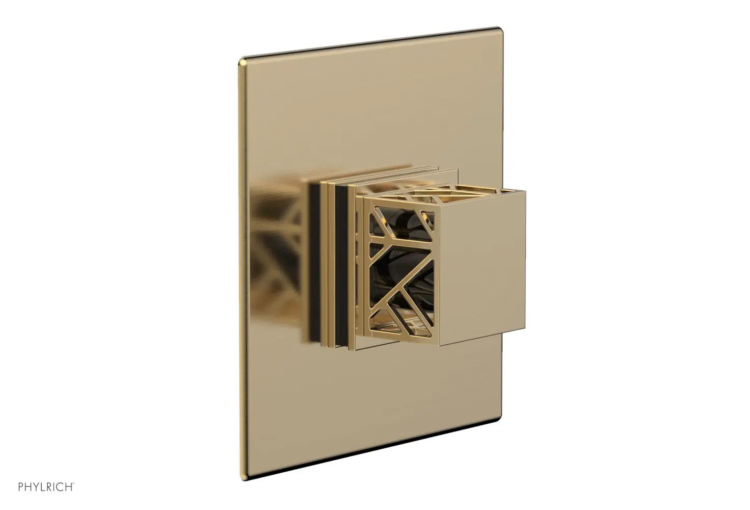 Phylrich JOLIE Pressure Balance Shower Plate & Handle Trim, Square Handle with "Black" Accents by Phylrich