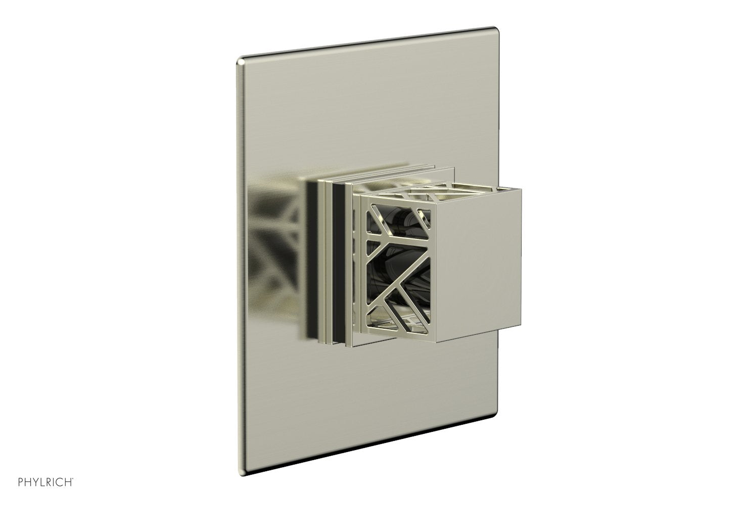 Phylrich JOLIE Pressure Balance Shower Plate & Handle Trim, Square Handle with "Black" Accents