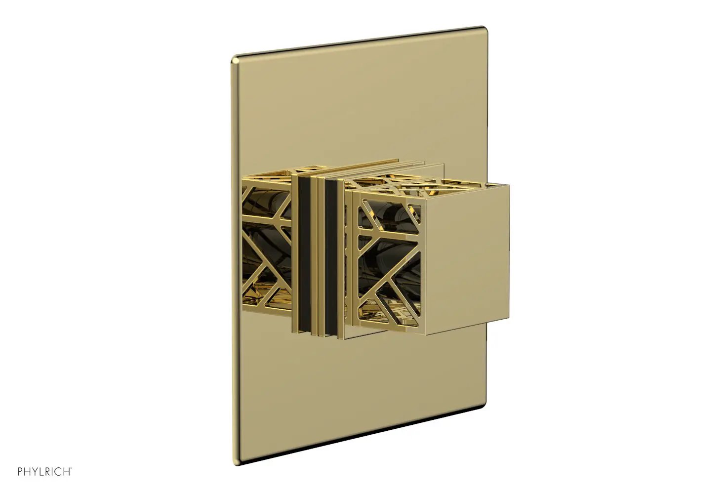 Phylrich JOLIE Pressure Balance Shower Plate & Handle Trim, Square Handle with "Black" Accents by Phylrich
