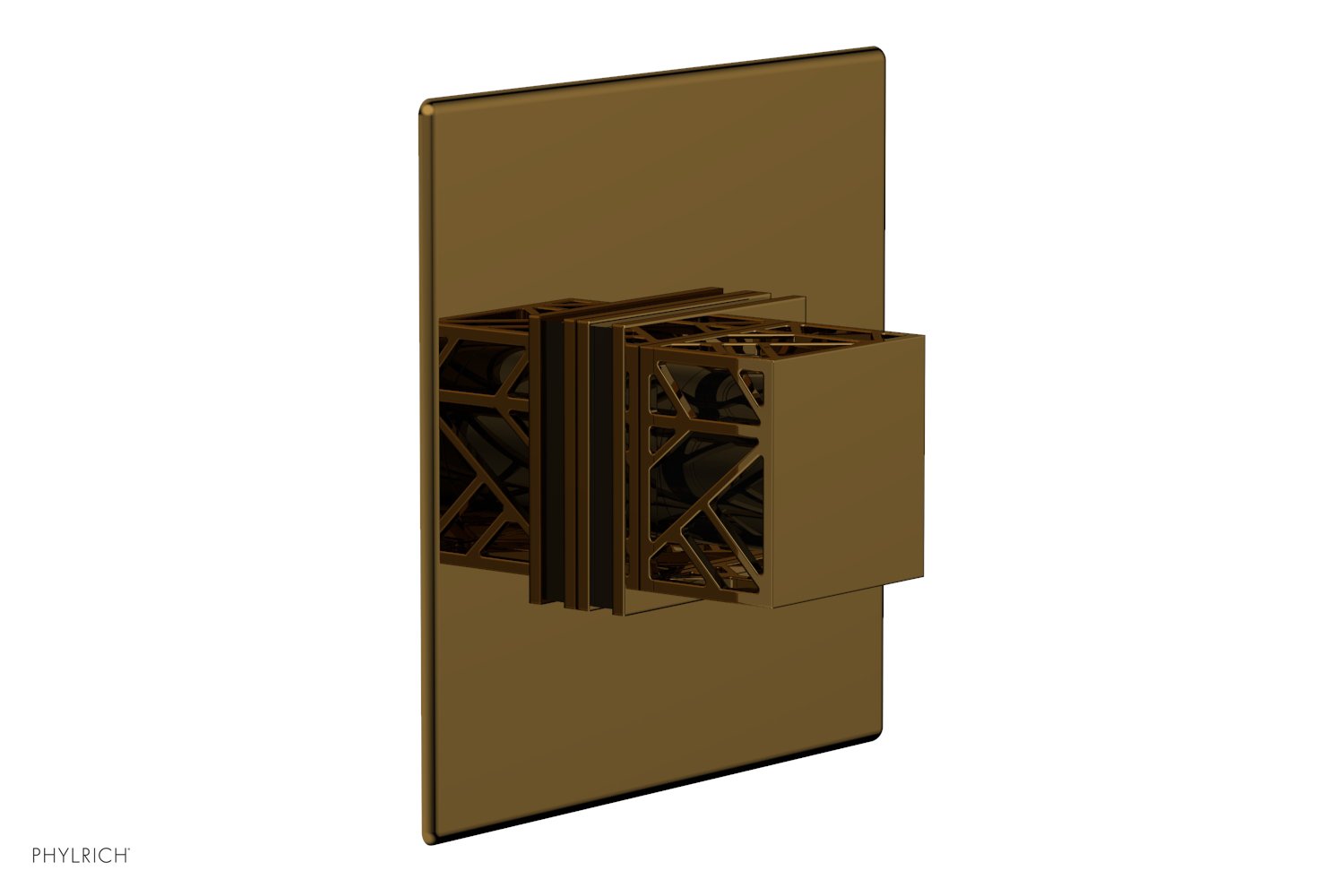 Phylrich JOLIE Pressure Balance Shower Plate & Handle Trim, Square Handle with "Black" Accents