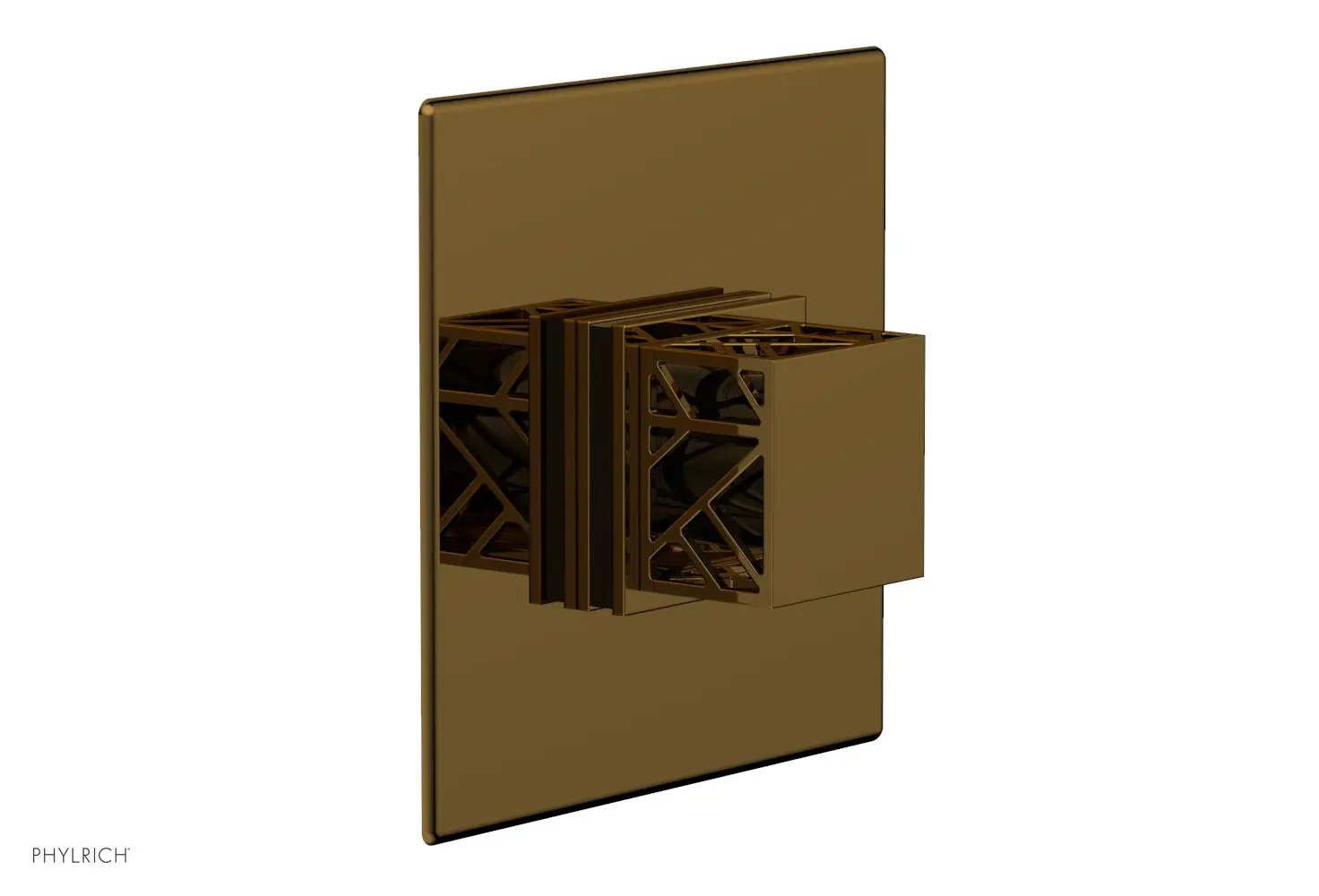 Phylrich JOLIE Pressure Balance Shower Plate & Handle Trim, Square Handle with "Black" Accents by Phylrich