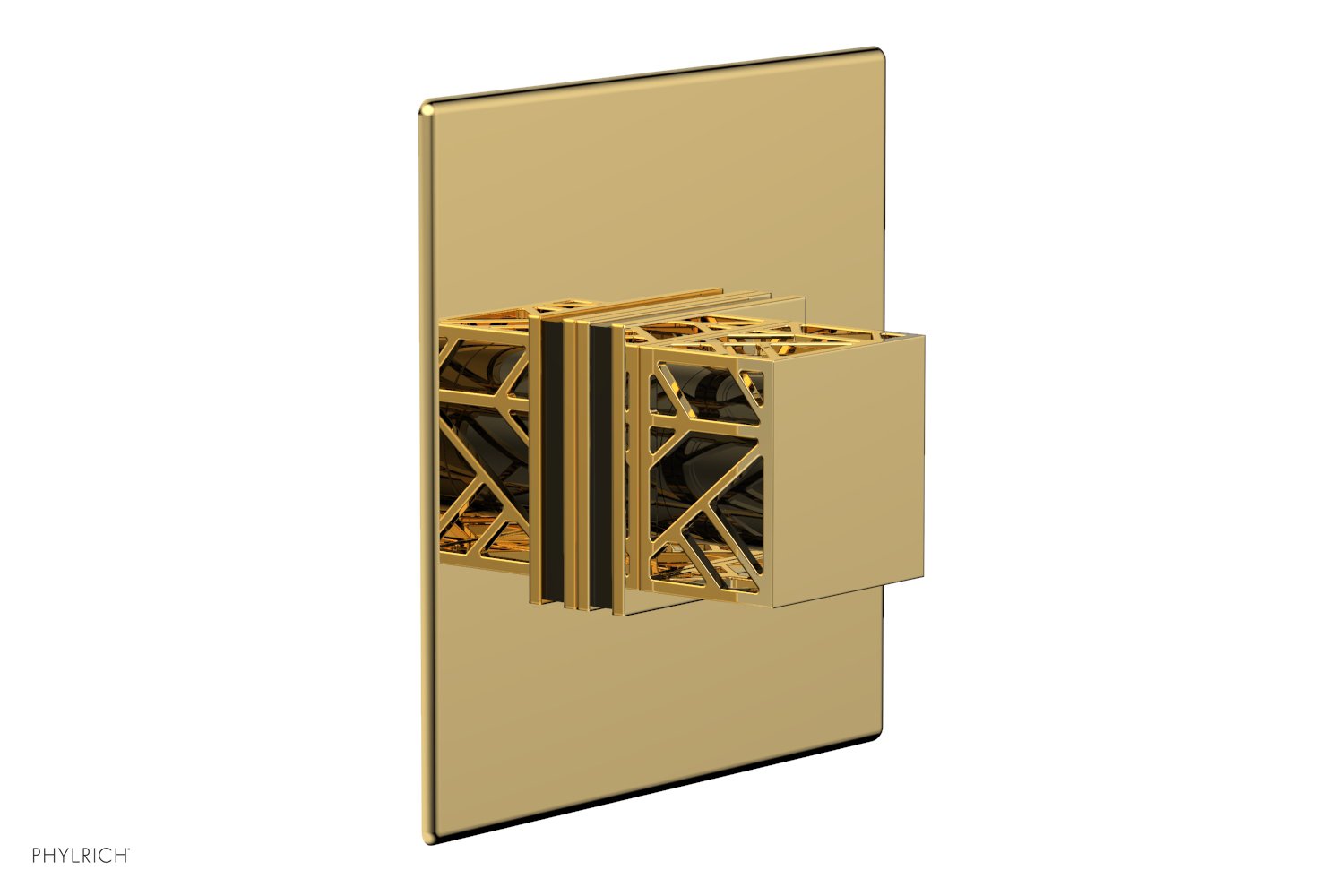 Phylrich JOLIE Pressure Balance Shower Plate & Handle Trim, Square Handle with "Black" Accents