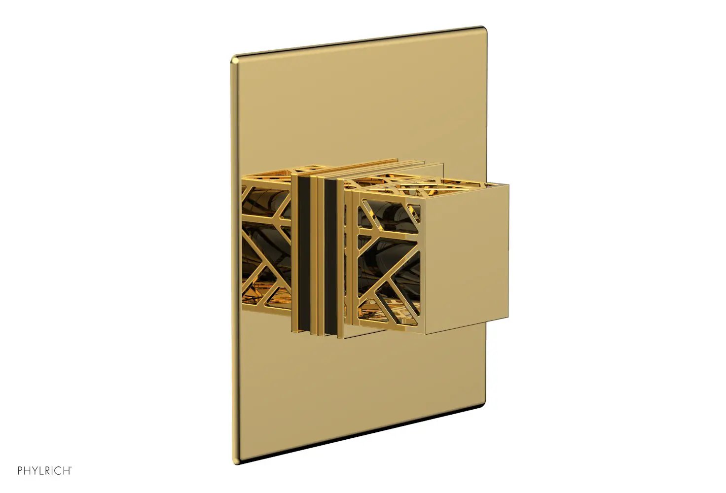 Phylrich JOLIE Pressure Balance Shower Plate & Handle Trim, Square Handle with "Black" Accents by Phylrich