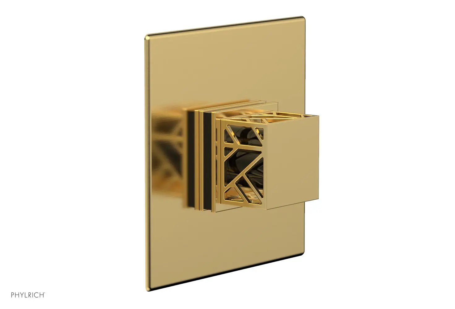 Phylrich JOLIE Pressure Balance Shower Plate & Handle Trim, Square Handle with "Black" Accents by Phylrich
