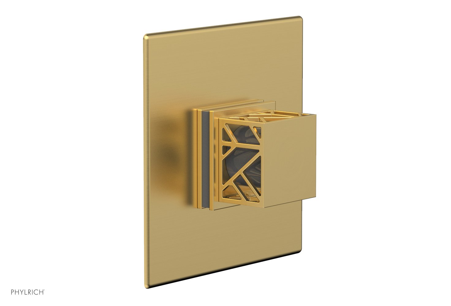 Phylrich JOLIE Pressure Balance Shower Plate & Handle Trim, Square Handle with "Grey" Accents