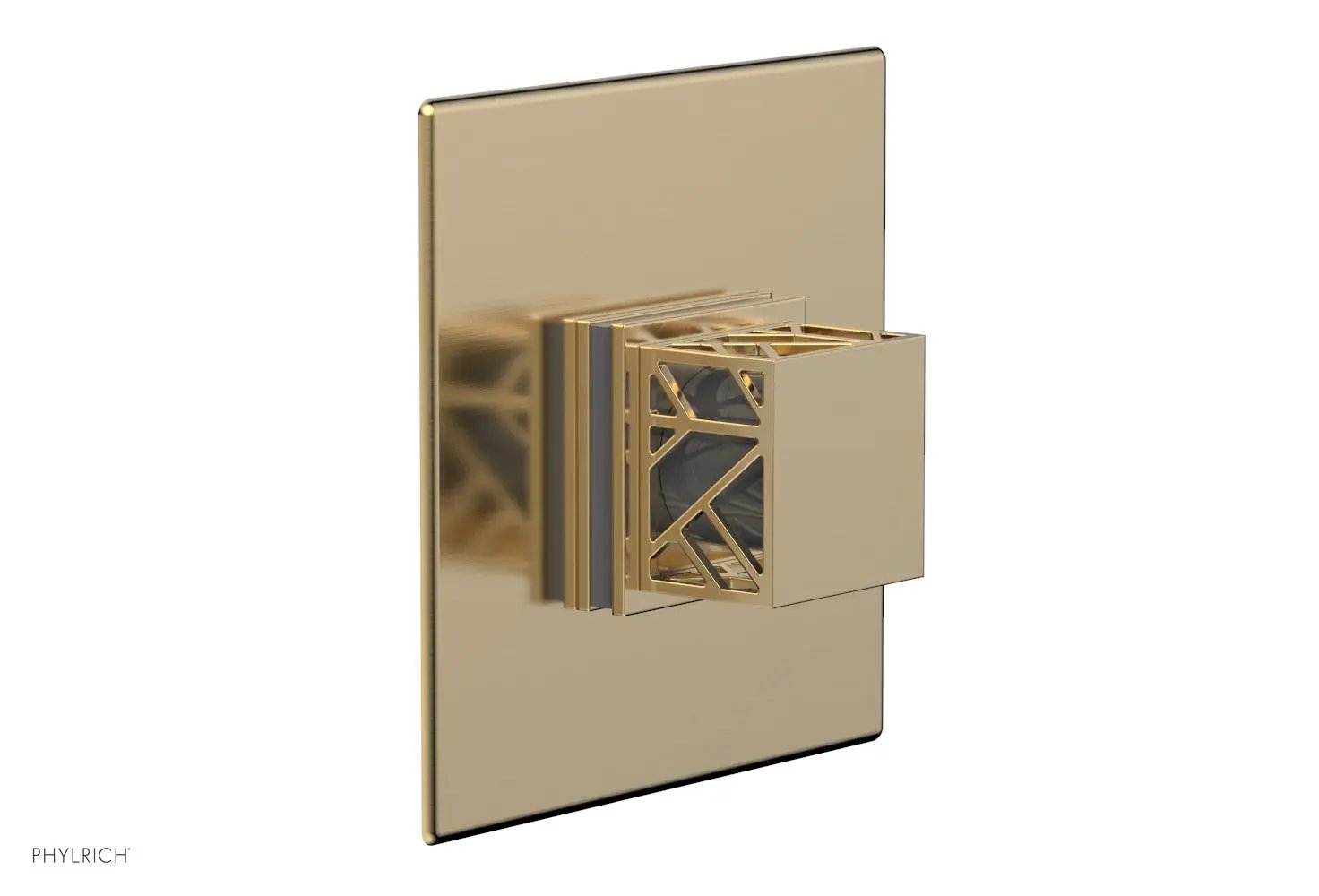 Phylrich JOLIE Pressure Balance Shower Plate & Handle Trim, Square Handle with "Grey" Accents by Phylrich