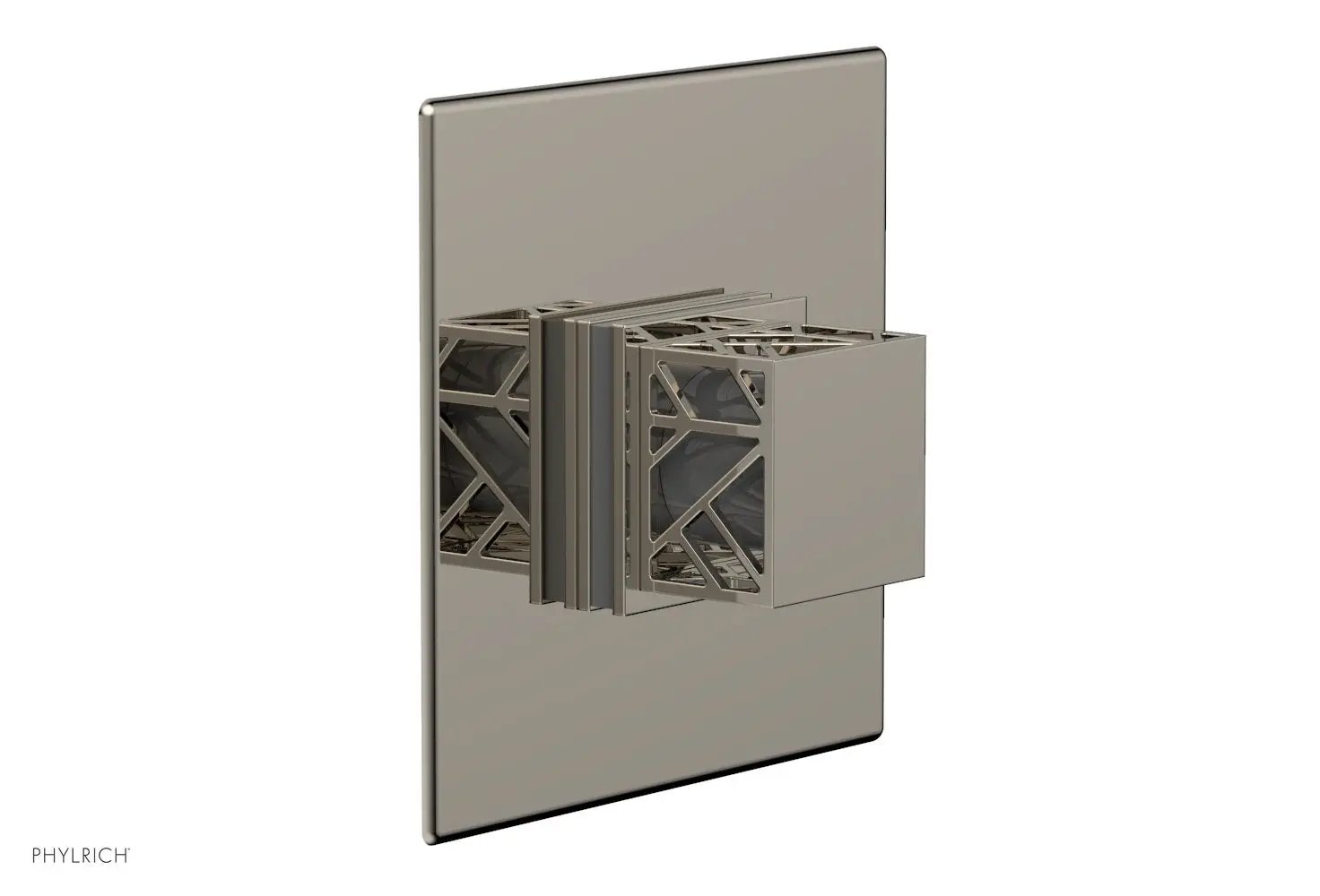 Phylrich JOLIE Pressure Balance Shower Plate & Handle Trim, Square Handle with "Grey" Accents by Phylrich