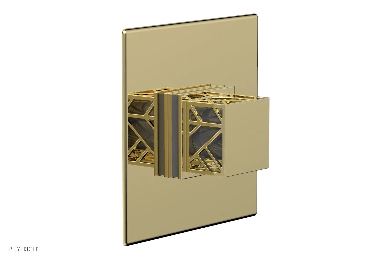 Phylrich JOLIE Pressure Balance Shower Plate & Handle Trim, Square Handle with "Grey" Accents by Phylrich
