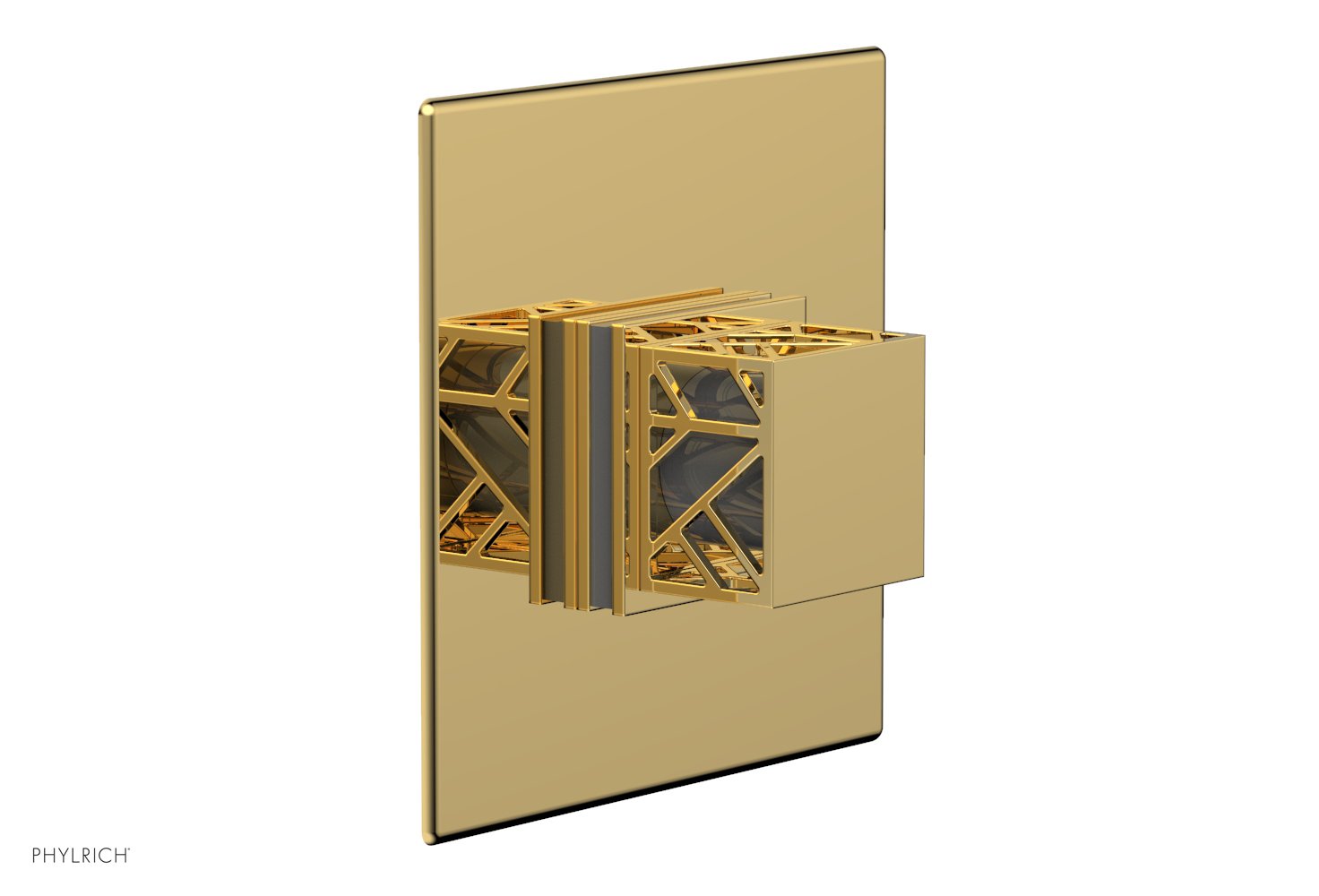 Phylrich JOLIE Pressure Balance Shower Plate & Handle Trim, Square Handle with "Grey" Accents