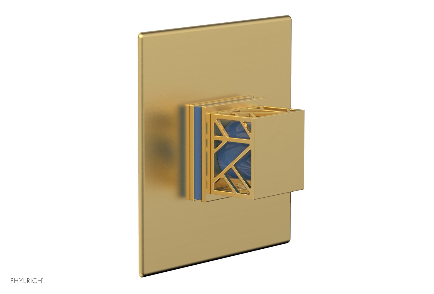 Phylrich JOLIE Thermostatic Shower Trim, Square Handle with "Light Blue" Accents