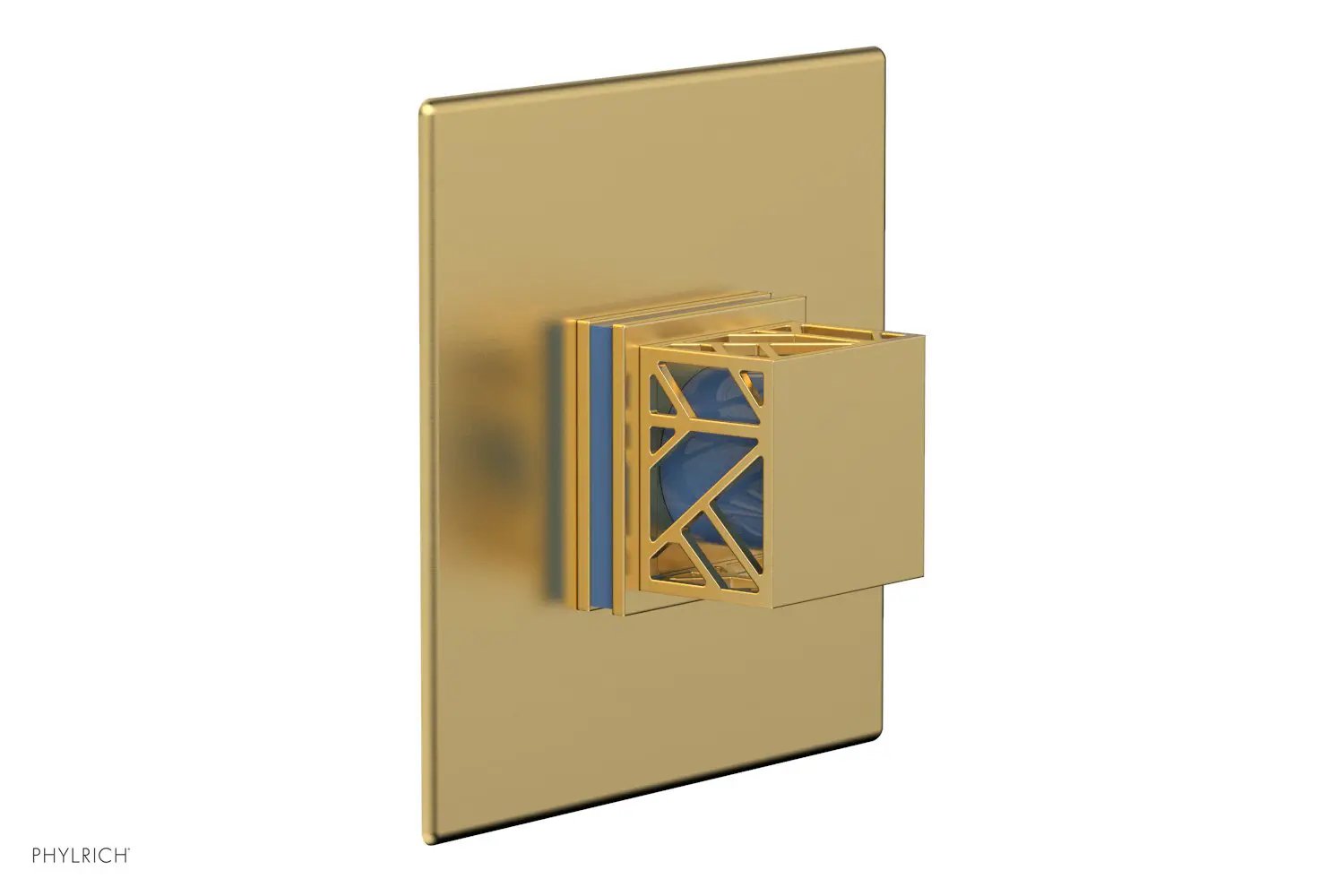 Phylrich JOLIE Thermostatic Shower Trim, Square Handle with "Light Blue" Accents by Phylrich