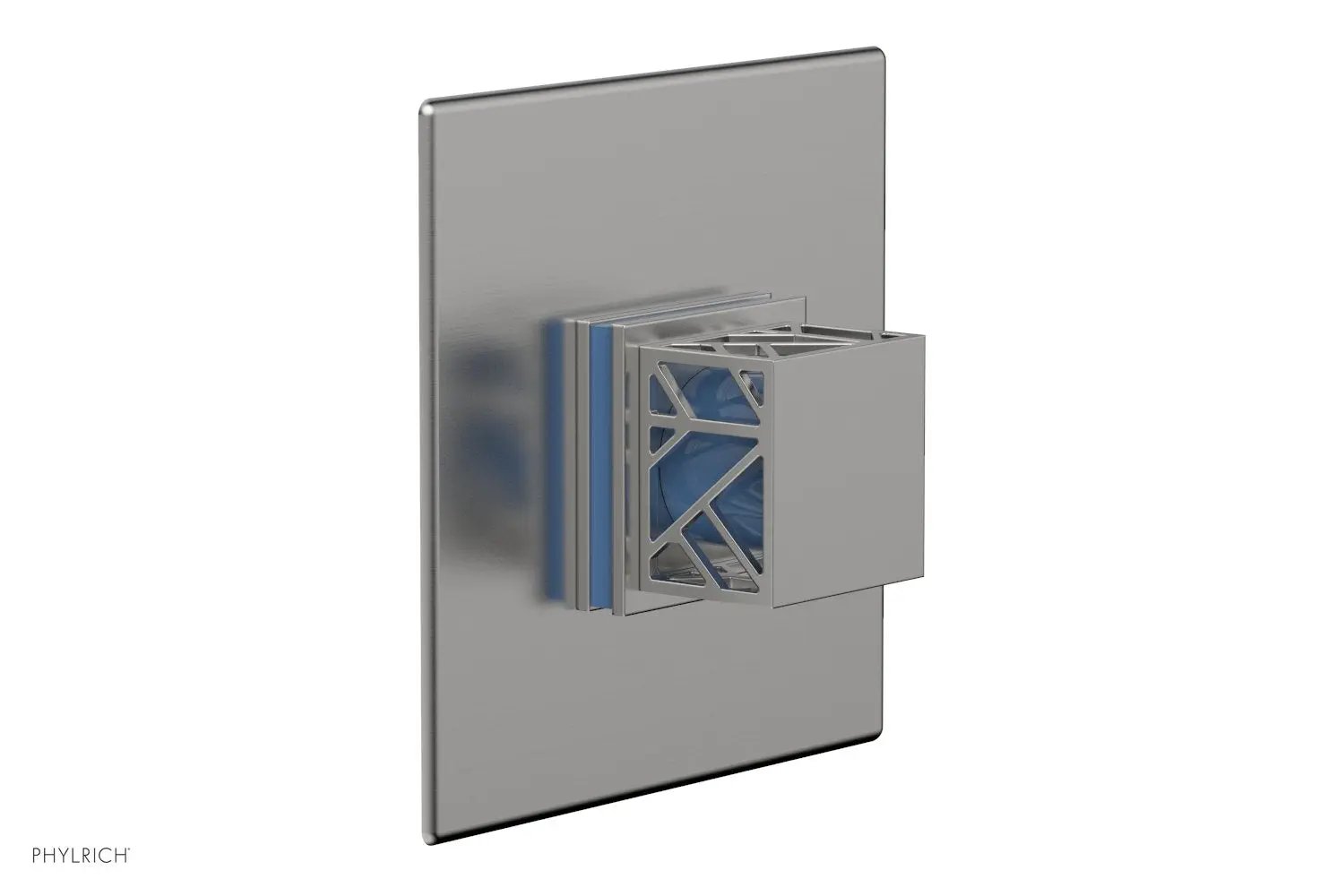 Phylrich JOLIE Thermostatic Shower Trim, Square Handle with "Light Blue" Accents by Phylrich
