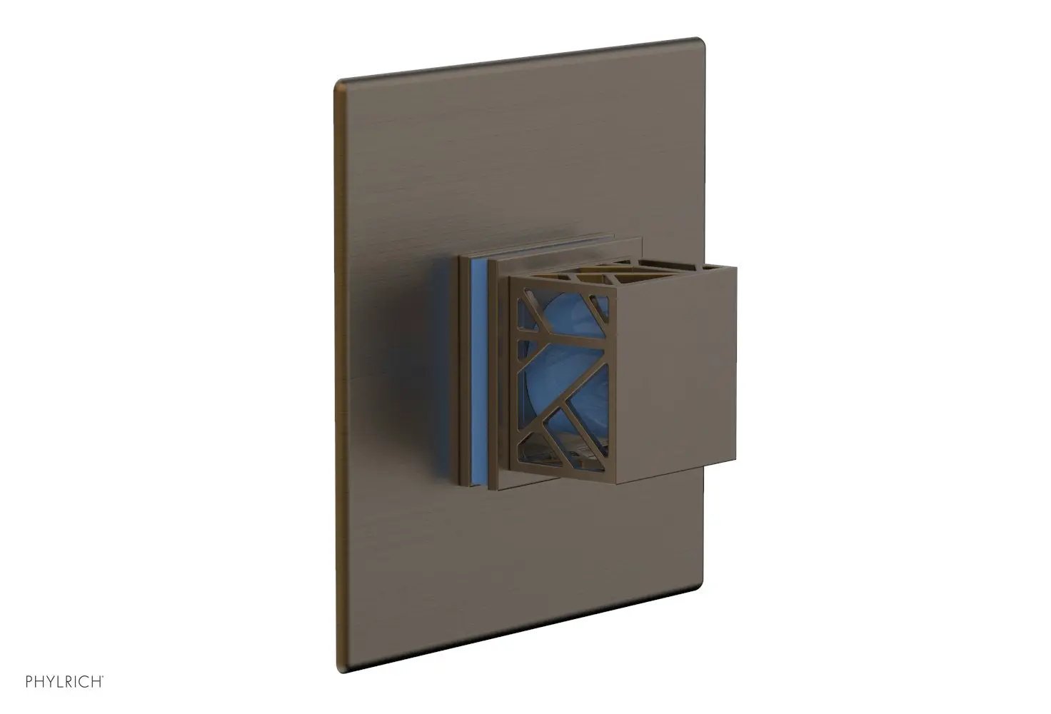Phylrich JOLIE Pressure Balance Shower Plate & Handle Trim, Square Handle with "Light Blue" Accents by Phylrich