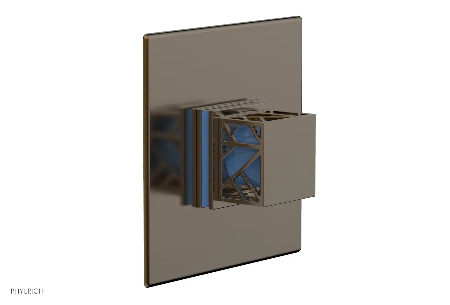 Phylrich JOLIE Thermostatic Shower Trim, Square Handle with "Light Blue" Accents by Phylrich
