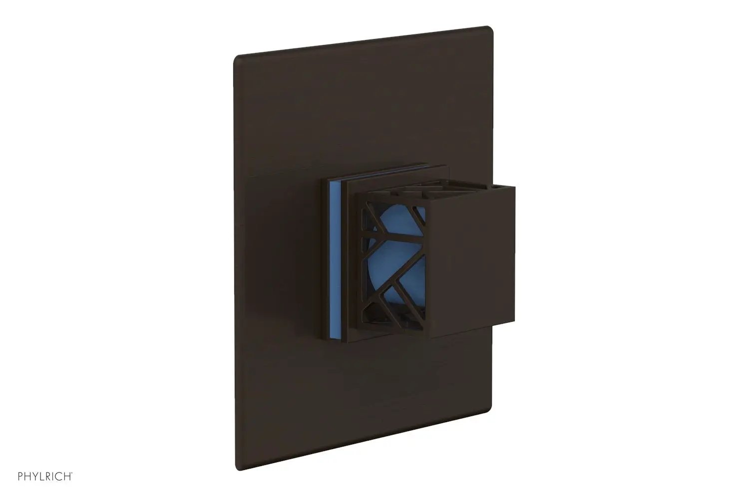 Phylrich JOLIE Pressure Balance Shower Plate & Handle Trim, Square Handle with "Light Blue" Accents by Phylrich