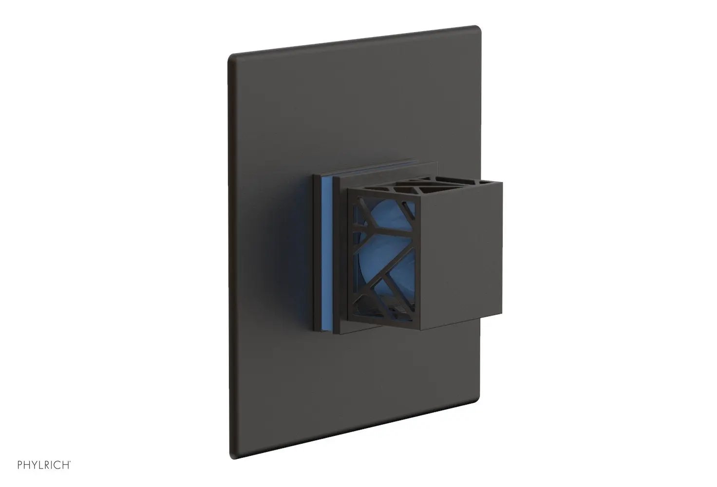 Phylrich JOLIE Thermostatic Shower Trim, Square Handle with "Light Blue" Accents by Phylrich
