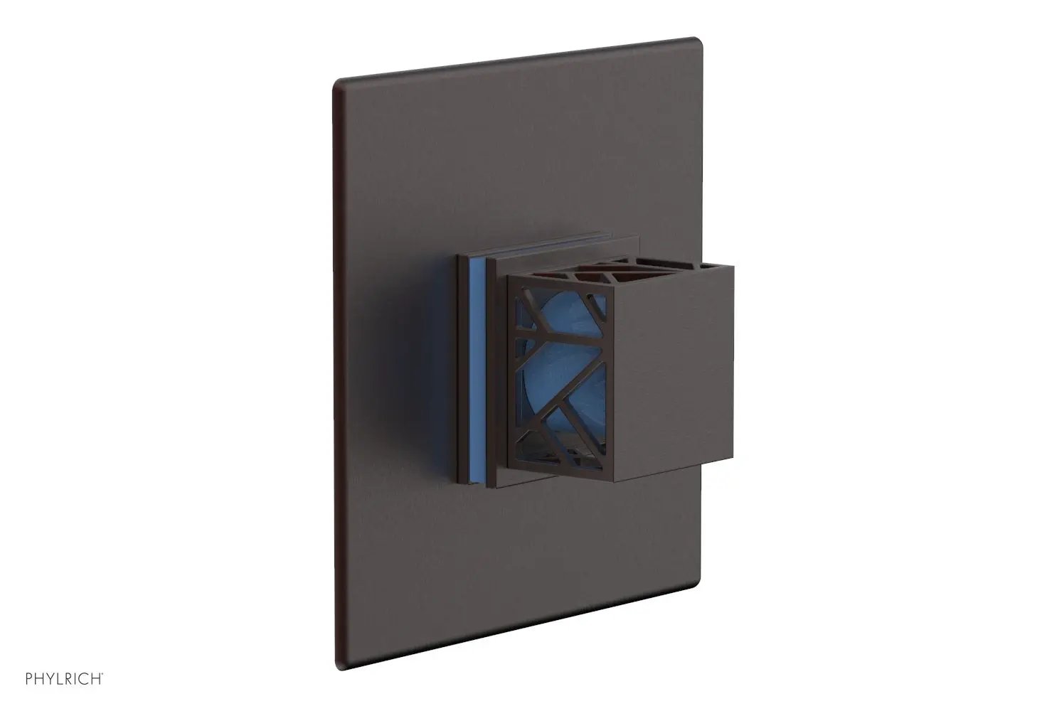 Phylrich JOLIE Thermostatic Shower Trim, Square Handle with "Light Blue" Accents by Phylrich