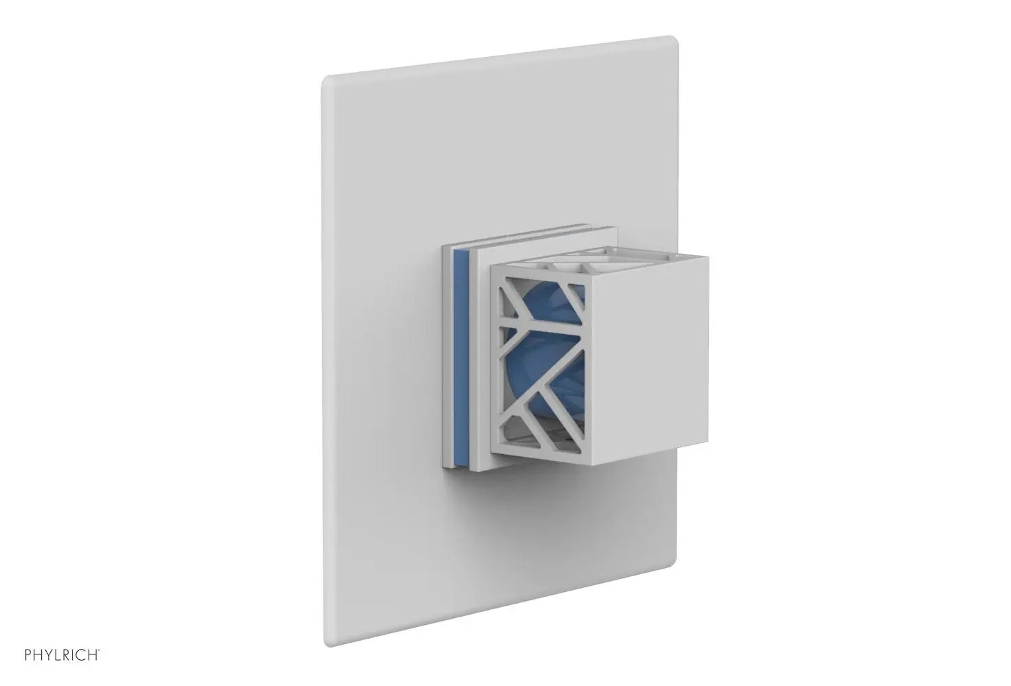 Phylrich JOLIE Thermostatic Shower Trim, Square Handle with "Light Blue" Accents by Phylrich