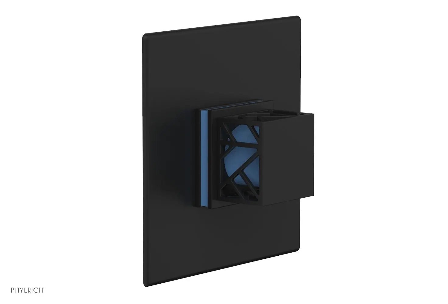 Phylrich JOLIE Thermostatic Shower Trim, Square Handle with "Light Blue" Accents by Phylrich