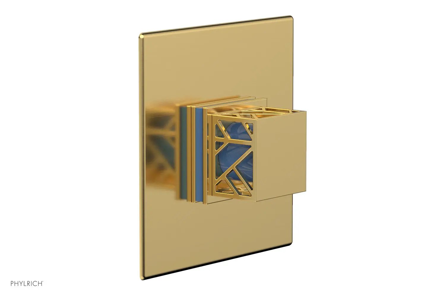 Phylrich JOLIE Thermostatic Shower Trim, Square Handle with "Light Blue" Accents by Phylrich