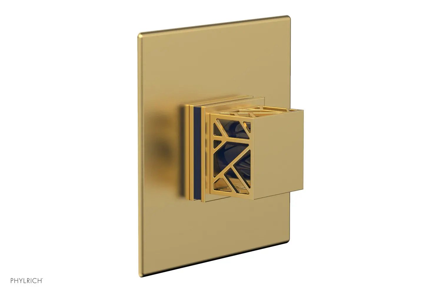 Phylrich JOLIE Thermostatic Shower Trim, Square Handle with "Navy Blue" Accents by Phylrich
