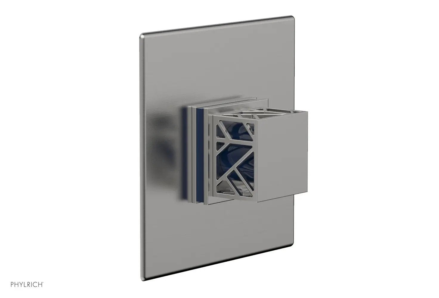 Phylrich JOLIE Pressure Balance Shower Plate & Handle Trim, Square Handle with "Navy Blue" Accents by Phylrich