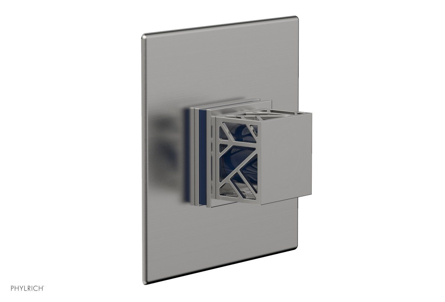Phylrich JOLIE Thermostatic Shower Trim, Square Handle with "Navy Blue" Accents