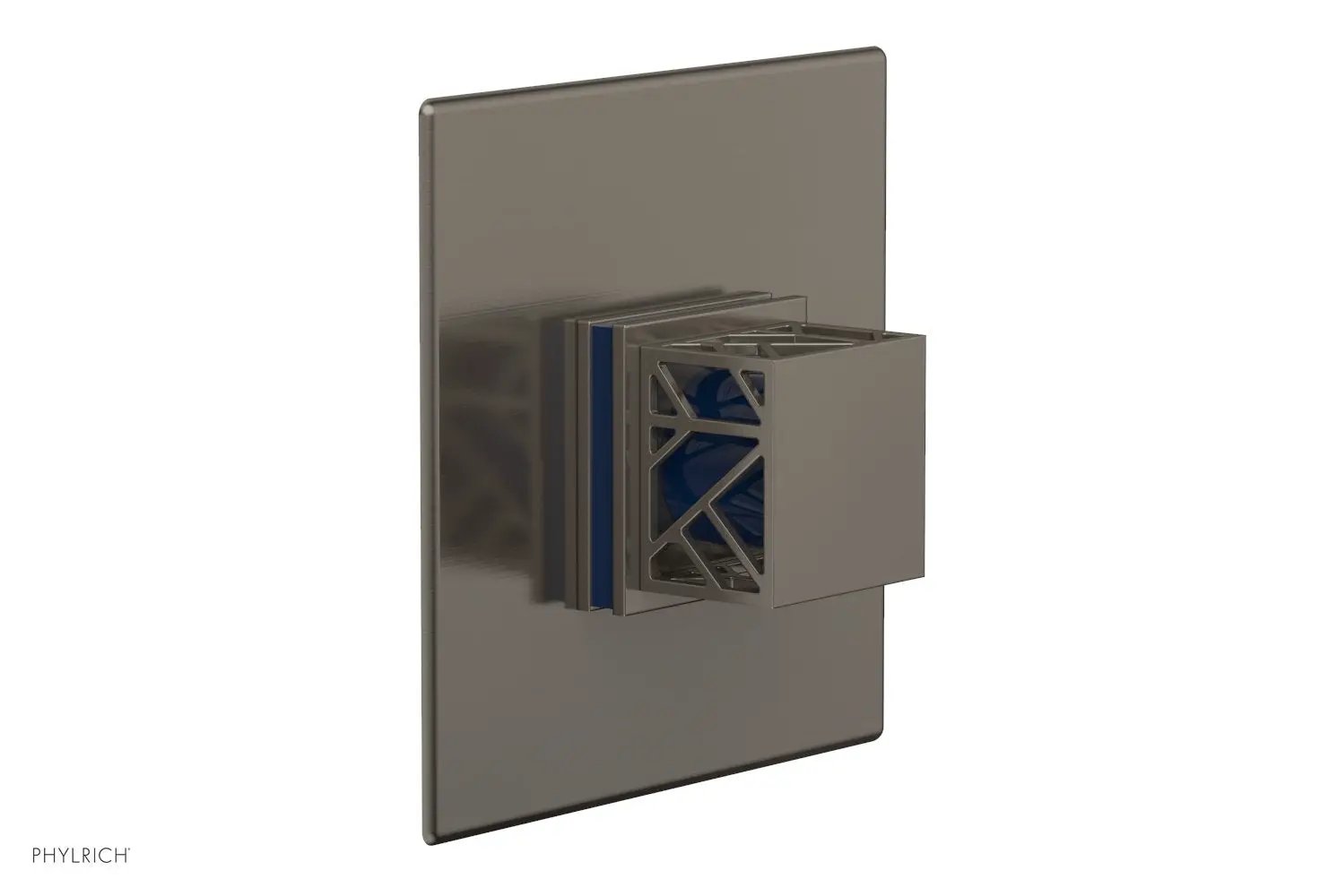 Phylrich JOLIE Thermostatic Shower Trim, Square Handle with "Navy Blue" Accents by Phylrich