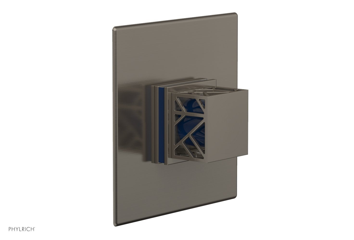 Phylrich JOLIE Pressure Balance Shower Plate & Handle Trim, Square Handle with "Navy Blue" Accents by Phylrich