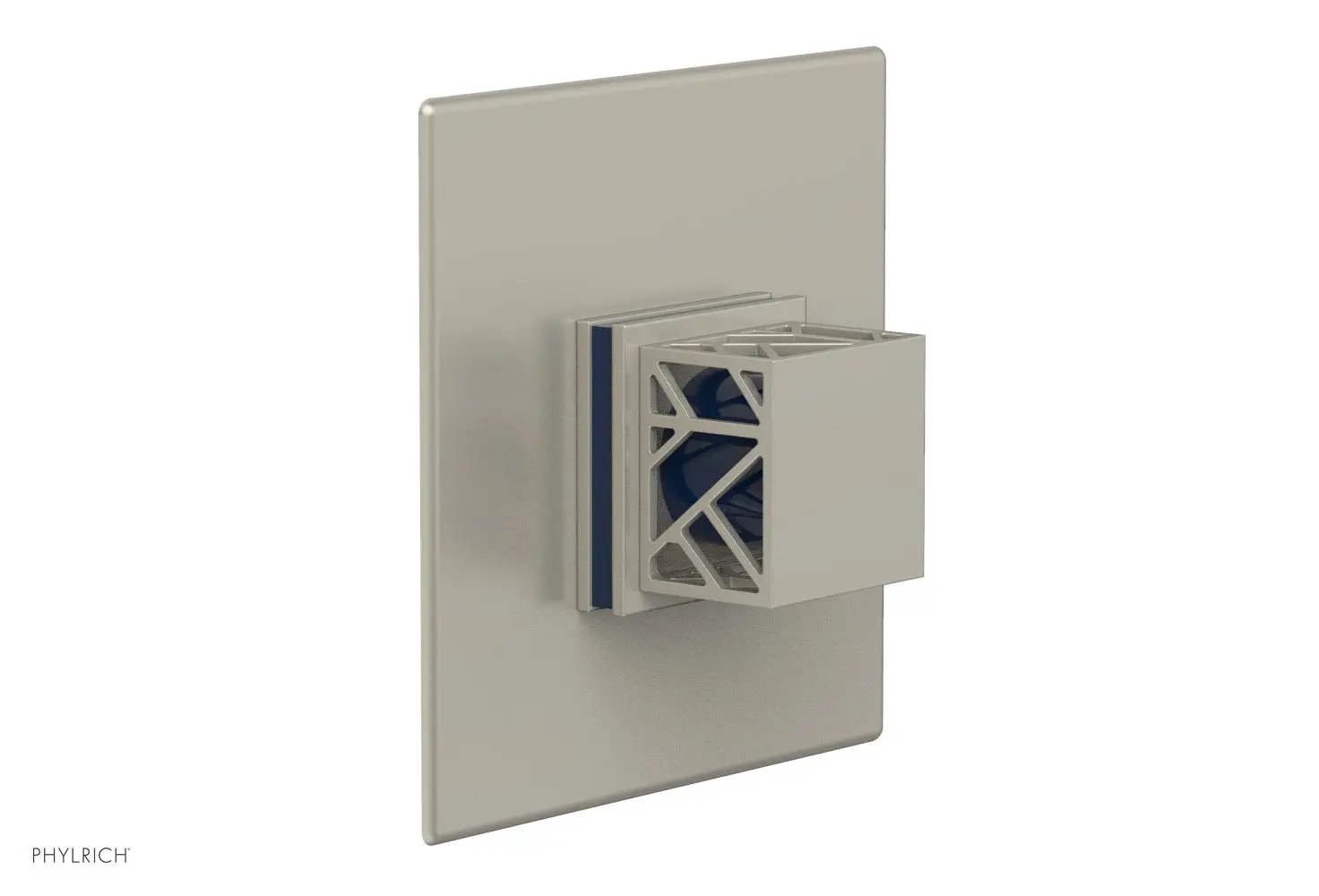 Phylrich JOLIE Pressure Balance Shower Plate & Handle Trim, Square Handle with "Navy Blue" Accents by Phylrich