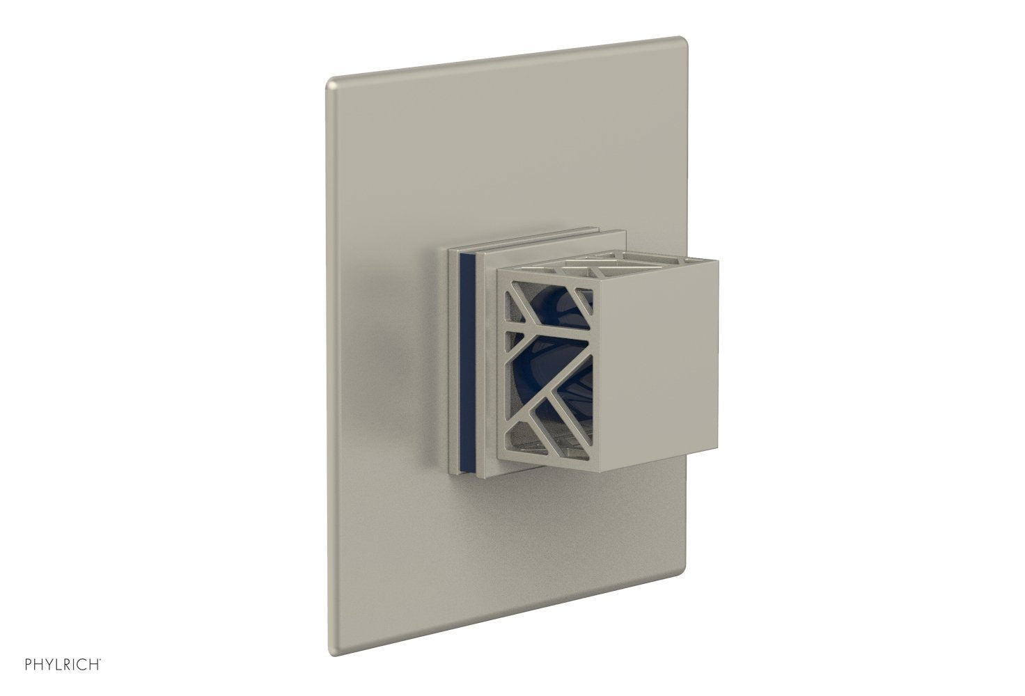 Phylrich JOLIE Thermostatic Shower Trim, Square Handle with "Navy Blue" Accents